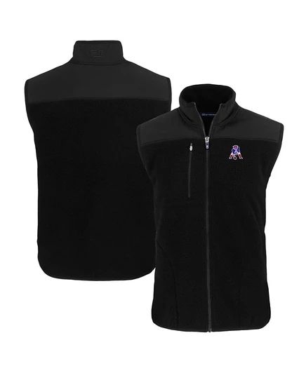 Мужской черный жилет New England Patriots Throwback Cascade из эко-шерпа на флисе с застежкой-молнией Cutter & Buck, черный