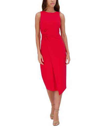 Женское платье Siena Ruched Side-Twist миди, красное