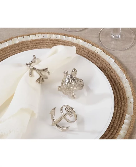 Кольца для салфеток Saro Lifestyle, набор 4 шт., с якорями, серебристые