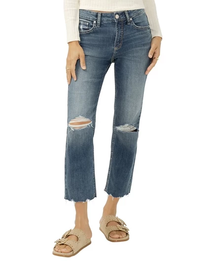 Silver Jeans Co. Женские укороченные джинсы Avery с высокой посадкой, синие