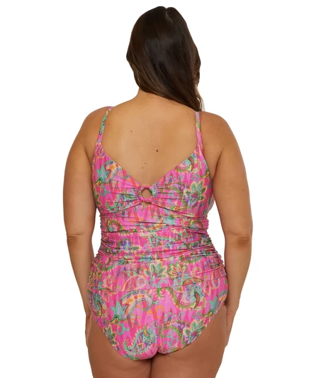 Топ-танкини с кольцом и принтом в полинезийском стиле от Becca ETC Plus Size multi