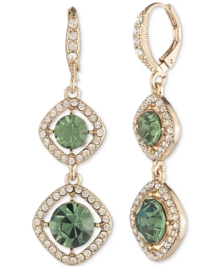 Серьги Givenchy двойные паве с кристаллами, зелёные