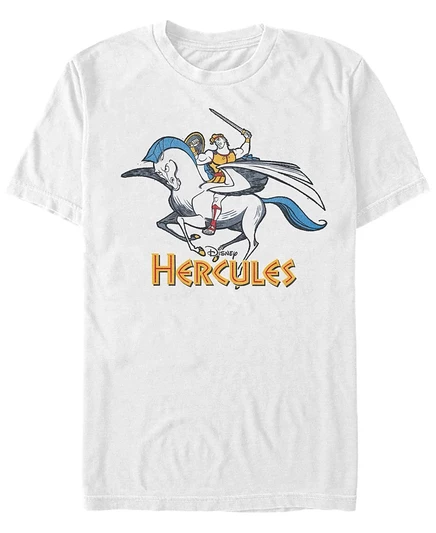 Мужская футболка Disney с логотипом Hercules, Pegasus и Hercules Action с коротким рукавом белого цвета