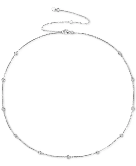 Колье Macy's с бриллиантами 1/10 карат, серебристое