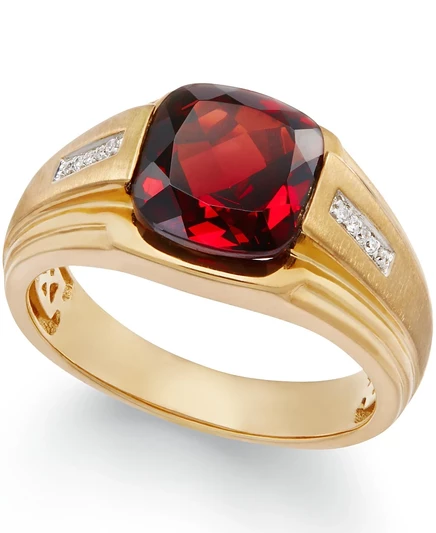 Мужское кольцо Macy's Garnet 5 карат в 10к золоте с бриллиантами, красное