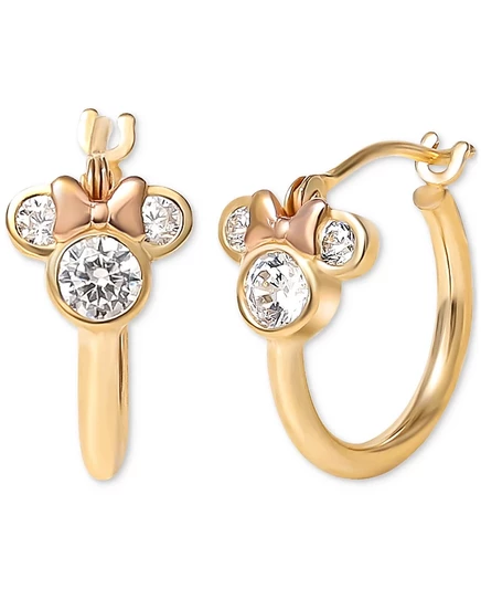 Серьги-кольца Disney Minnie Mouse с фианитами, 12,7 мм, золотистые