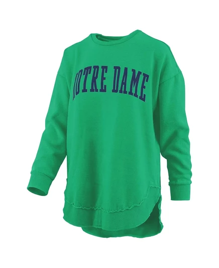Женское зеленое пончо из меланжа Notre Dame Fighting Irish, винтажный флисовый пуловер с длинным рукавом, толстовка Pressbox green