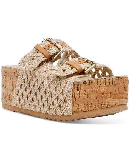  Женские босоножки на стельке Kali на высокой платформе taupe macrame