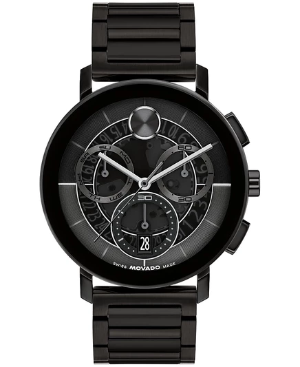 Мужские швейцарские кварцевые часы Movado Bold Evolution 2.0 из черной стали с ионным покрытием, 42 мм, черный