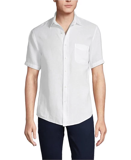 Мужская рубашка Lands End Traditional Fit из льна, белая