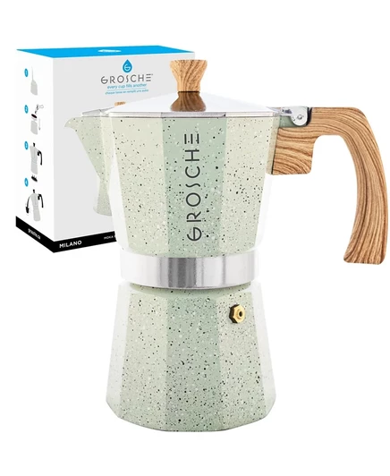 Гейзерная кофеварка Grosche Milano Stone 9 чашек (450 мл), зеленая