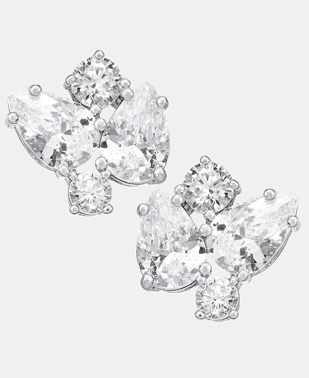Серьги-пусеты Givenchy с фианитами, серебристые