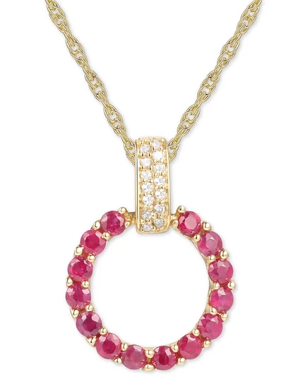 Колье Macy's Circle с сапфиром и бриллиантом, 14k золото
