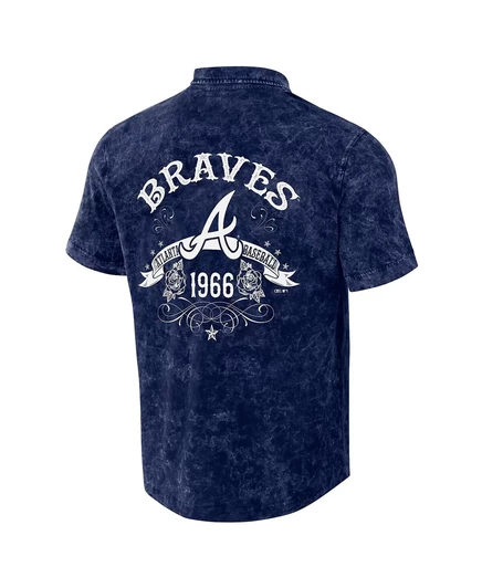 Мужская рубашка на пуговицах цвета джинсовой команды Fanatics Navy Atlanta Braves из коллекции Darius Rucker от Fanatics темно-синего цвета navy