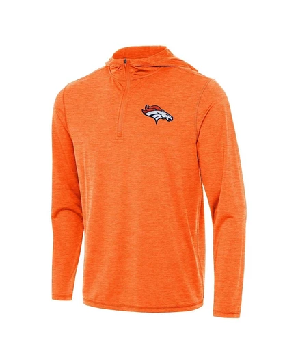 Мужская толстовка Antigua Heather Orange Denver Broncos с аккуратным пуловером на молнии оранжевого цвета