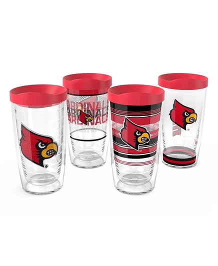 Tervis Louisville Cardinals в четырех упаковках по 16 унций. Классический набор стаканов