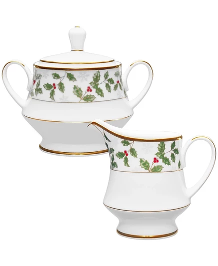 Набор сахарницы и сливочника Noritake Holly & Berry Gold, мульти