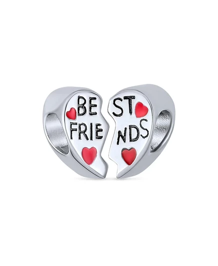 Бусина-шарм Bling Jewelry Best Friends, 2 части, серебро 925, красная