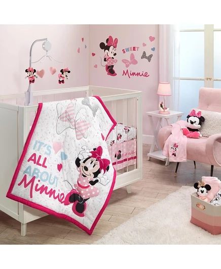 Комплект постельного белья для детской кроватки Lambs & Ivy Disney Baby Minnie Mouse Love из 3 предметов розового цвета