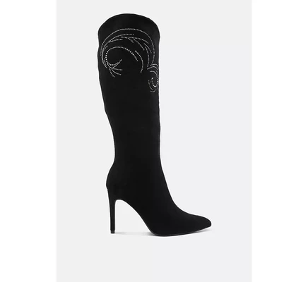  Сапоги из телячьей кожи с узором из страз Becks black