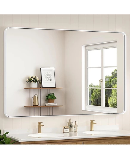 Зеркало Keonjinn 55×36 дюймов металлическая рама, золотистое