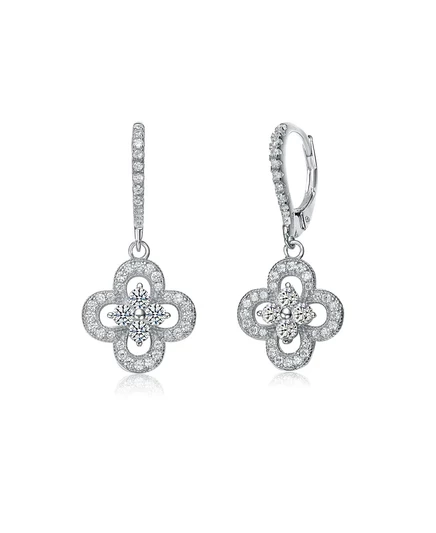 Женские серьги Genevive Flower с фианитами, белые