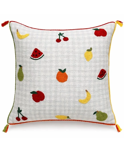 Вышитая декоративная подушка в клетку Vibhsa Tiny Fruits Spring, 20