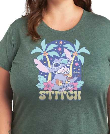 Футболка с изображением гавайской гитары Hybrid Apparel Plus Size Lilo Stitch green