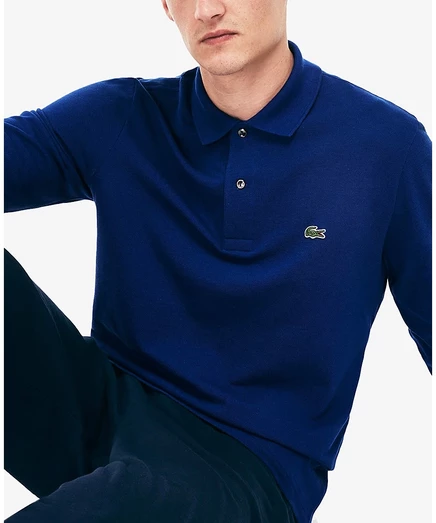 Мужское поло Lacoste Classic Fit с длинным рукавом, синее