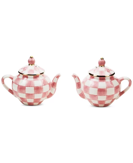 Набор солонки и перечницы Mackenzie-Childs Rosy Check, керамический