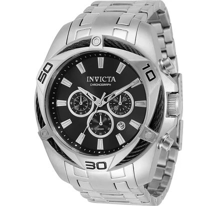 Мужские часы Invicta 32372 Bolt с кварцевым хронографом и черным циферблатом серебристого цвета