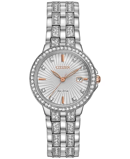 Женские часы-браслет Citizen с украшением в виде кристаллов Eco-Drive Crystal Accent из нержавеющей стали 28 мм EW2340-58A