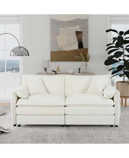 Диван-кровать Boyel Living из синели большого размера, Большой 2-местный диван Small Cloud, Современный удобный диван-кровать с глубоким сиденьем, комбинация 