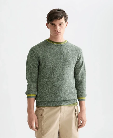 Мужской меланжевый свитер обычного кроя SCOTCH & SODA зеленого цвета