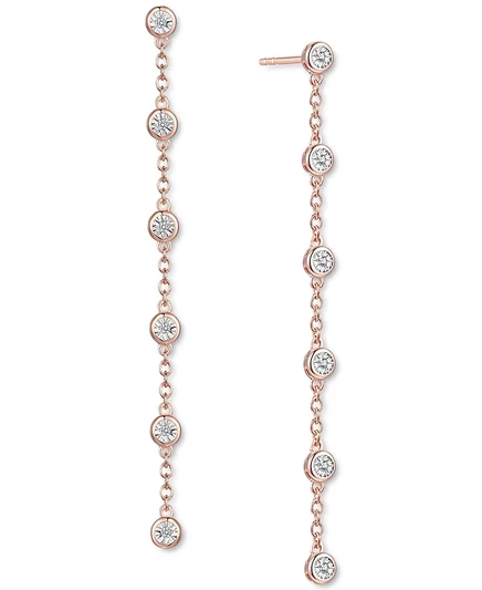 Серьги-подвески Macy's с бриллиантами 1/10 кт, розовые