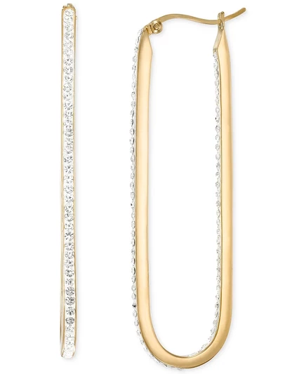 Серьги-кольца Macy's Paperclip с кристаллами, позолоченные