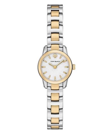 Женские кварцевые часы Tory Burch The Miller Round Mini с двумя стрелками из нержавеющей стали, 22-миллиметровый двухцветный циферблат