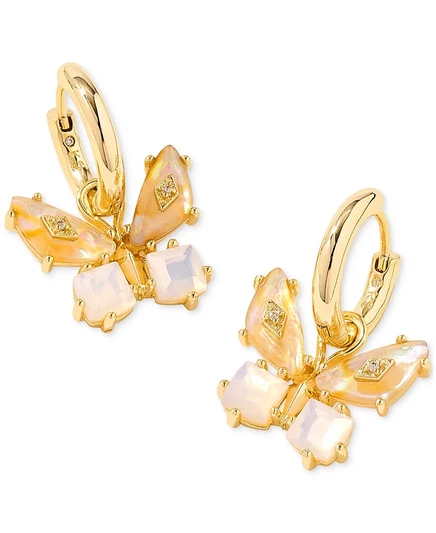 Серьги-хагги Kendra Scott с подвеской-бабочкой, позолоченные, белые