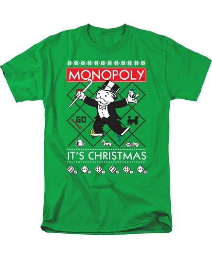 Мужская футболка It s Christmas с уродливым рождественским свитером kelly green