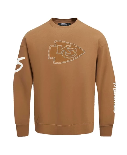 Мужская толстовка Pro Standard Patrick Mahomes коричневого цвета от Kansas City Chiefs с круглым вырезом brown