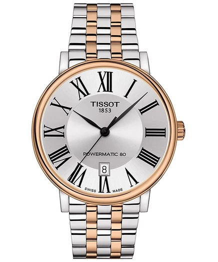 Мужские часы Tissot Carson Powermatic двухцветные, серебристые