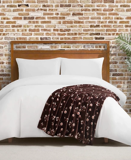 Плед Lucky Brand Daisy Floral 127×178 см, коричневый