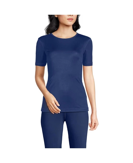 Женский термобазовый топ Lands' End Silk Interlock, синий