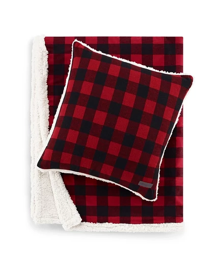Комплект плед и подушка Eddie Bauer Cabin Plaid, красный