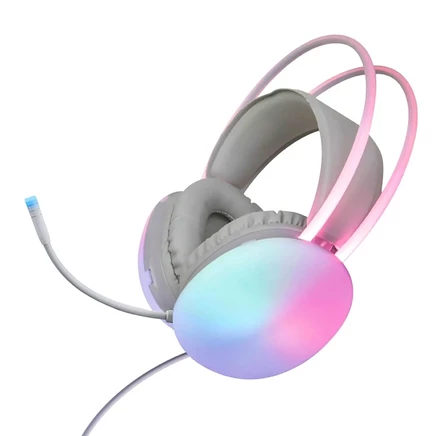 Игровая гарнитура Gabba Goods Rainbow LED с регулируемым микрофоном. Для PS5, Ps4, Xbox Series X/S, Switch, ПК, мобильных устройств серого цвета.