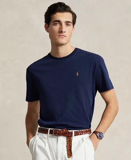 Мужская футболка Polo Ralph Lauren Custom Slim, темно-синяя