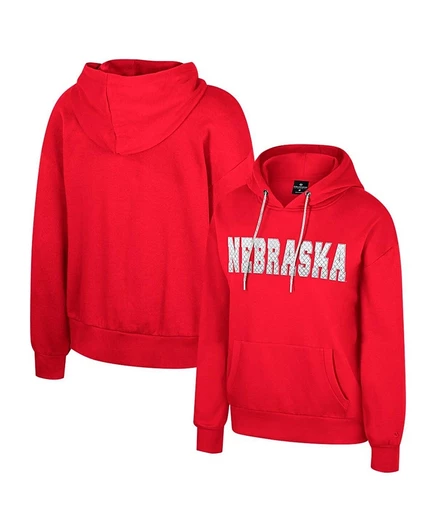 Женское худи Colosseum Nebraska Huskers со стразами, красное