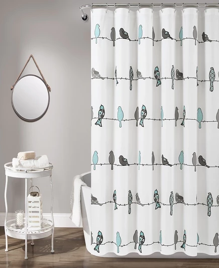 Шторка для душа Lush Décor Rowley Birds 183×183 см, синяя