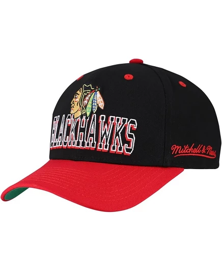 Мужская черно-красная кепка Mitchell & Ness Chicago Blackhawks с надписью 