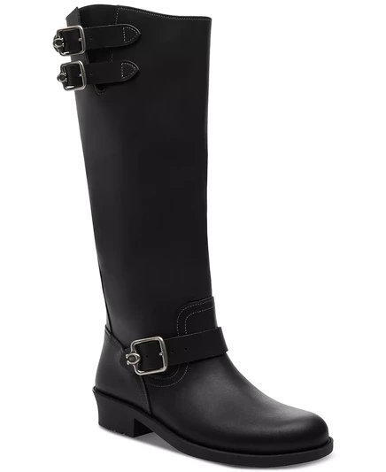  Женские высокие мотоботинки Daria с пряжками black leather